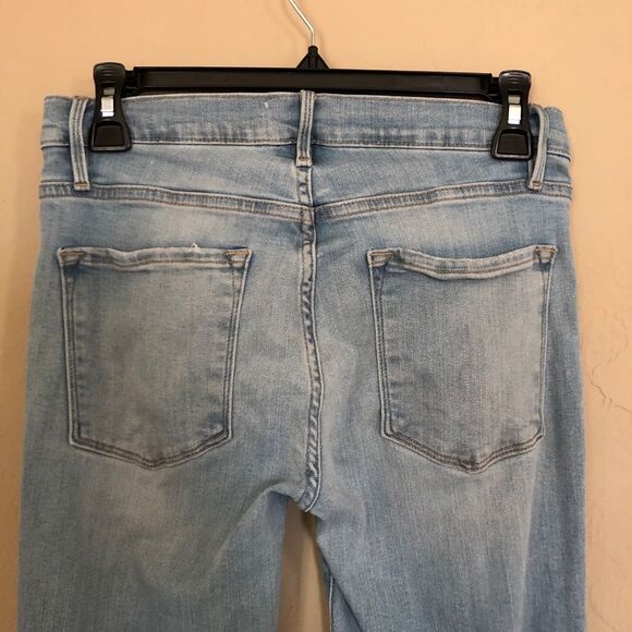 FRAME Le Skinny de Jeanne Mid Rise Light-wash Raw Hem Ankle Crop Skinny Jeans 26 - Picture 7 of 10